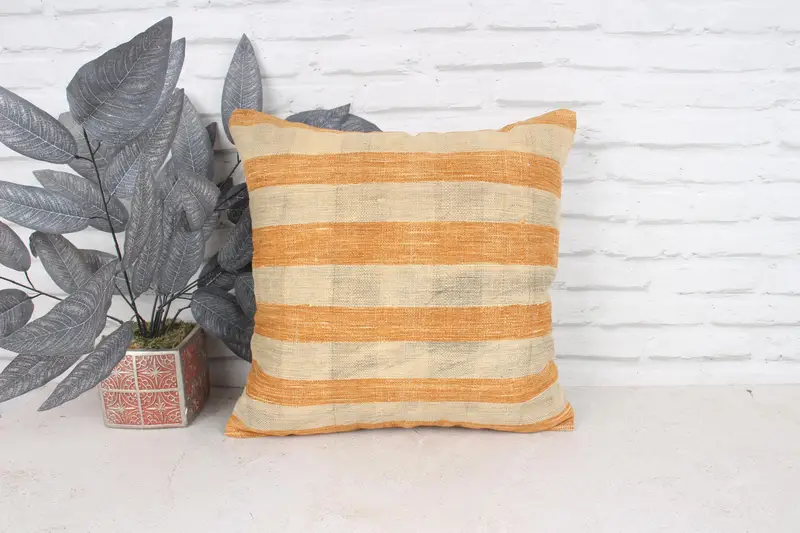 Luxury Cushion, Cushion Case, Vintage Pillow, Bright Pillow Sham, Floor Cushion, 18x18 Beige Cushion Cover, Boho Pillow, Ethnical Kilim Rug Pillow - 1