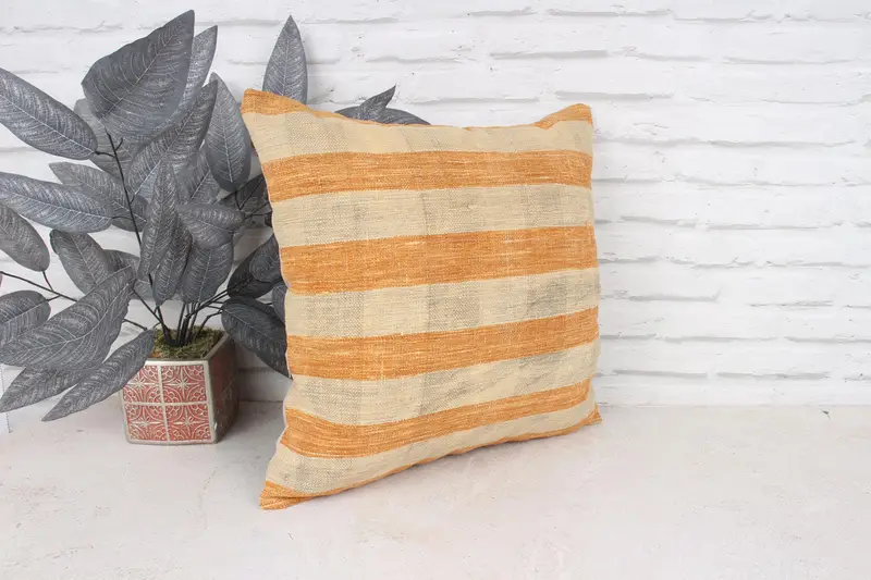Luxury Cushion, Cushion Case, Vintage Pillow, Bright Pillow Sham, Floor Cushion, 18x18 Beige Cushion Cover, Boho Pillow, Ethnical Kilim Rug Pillow - 3