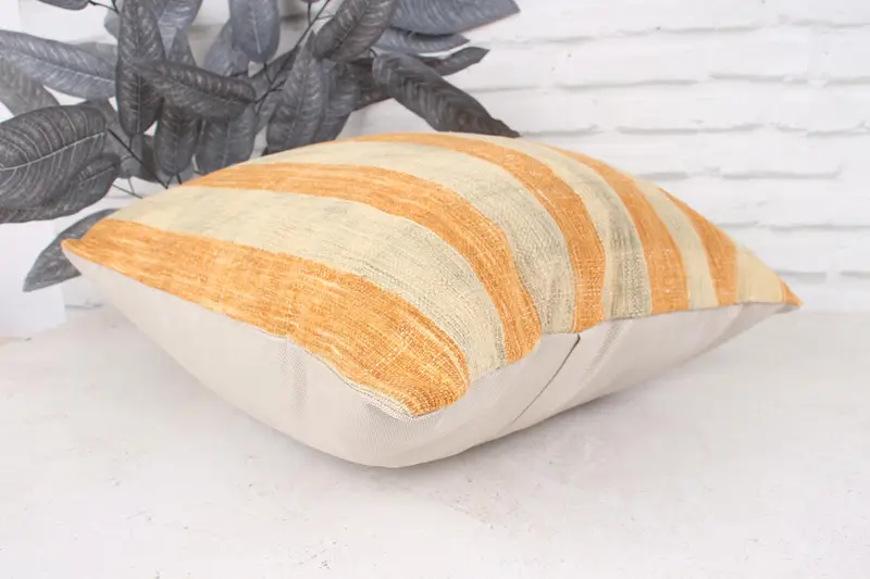 Luxury Cushion, Cushion Case, Vintage Pillow, Bright Pillow Sham, Floor Cushion, 18x18 Beige Cushion Cover, Boho Pillow, Ethnical Kilim Rug Pillow - 6