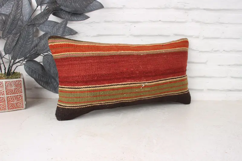 Almohada de alfombra de kilim étnico, almohada de regalo, cubierta de almohada roja de 10x20, cubierta de almohada de kilim, funda de cojín de almohada de regalo personalizada, funda de almohada - 3