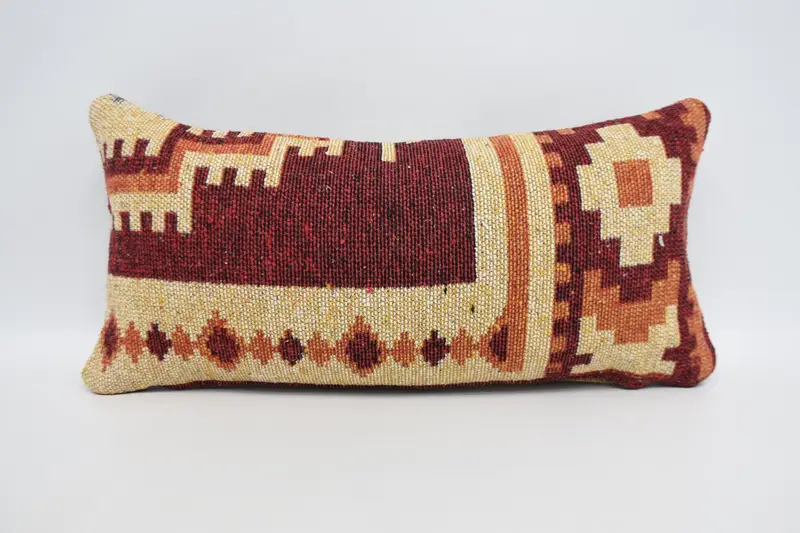 Rot & Beige bestickte Kissen, 12 x 24 Zoll dekoratives Kissen