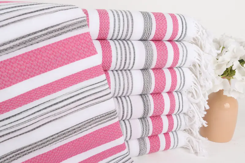 Bio -Handtuch, 70x36 Baumwollstreifenhandtuch, Peshtemal Handtuch, Reisehandtuch, handgefertigtes türkisches Hammam -Handtuch, personalisiertes Strandtuch, Angestellte Geschenke - 1