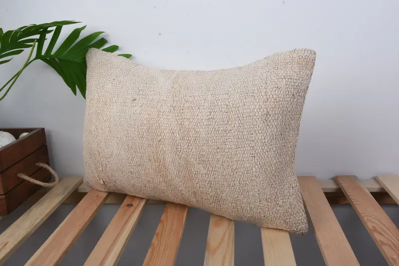 12x20 Beige Cushion Cover, Kilim Cushion Sham, Turkish Kilim Pillow, Handmade Kilim Cushion, Bohemian Cushion Pillow, Pillow Cover - 5