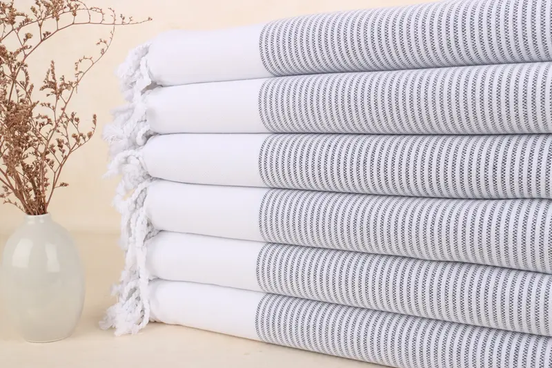 Personalized Turkish Beach Towel Navy Striped, 36x71 Inches