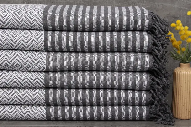 Turkish Beach Towel Personalized White Diamond, Beige, 40x71 Inches