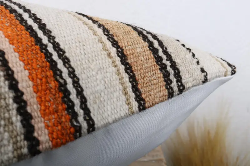 Turkish Kilim Pillow, Boho Throw Cushion, Boho Pillow Sham Cover, Interior Designer Pillow, Cushion Cover, 24x24 Orange Cushion Cover, Bright Pillow - 6