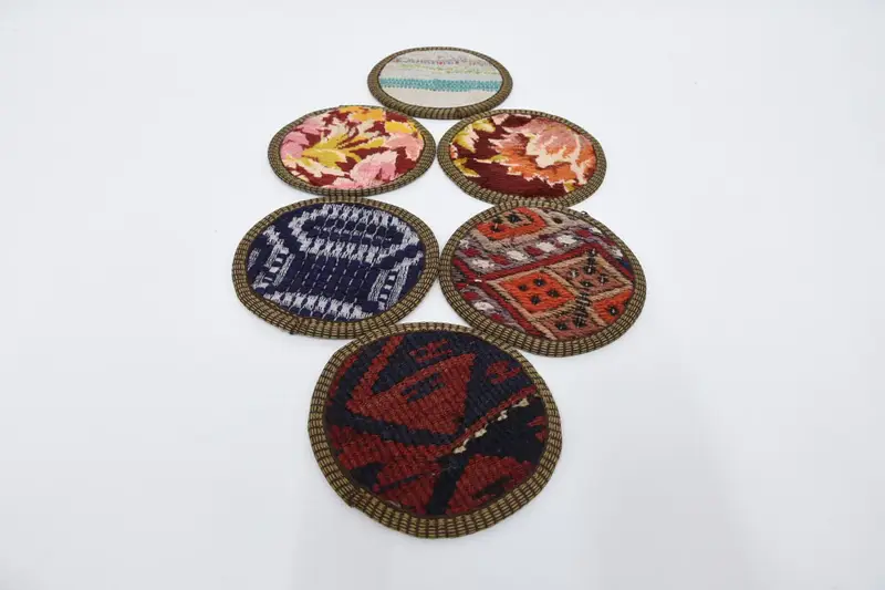 Bohem Yuvarlak Bardak Altlıkları, Kahverengi ve Bronz Bardak Altlığı Seti