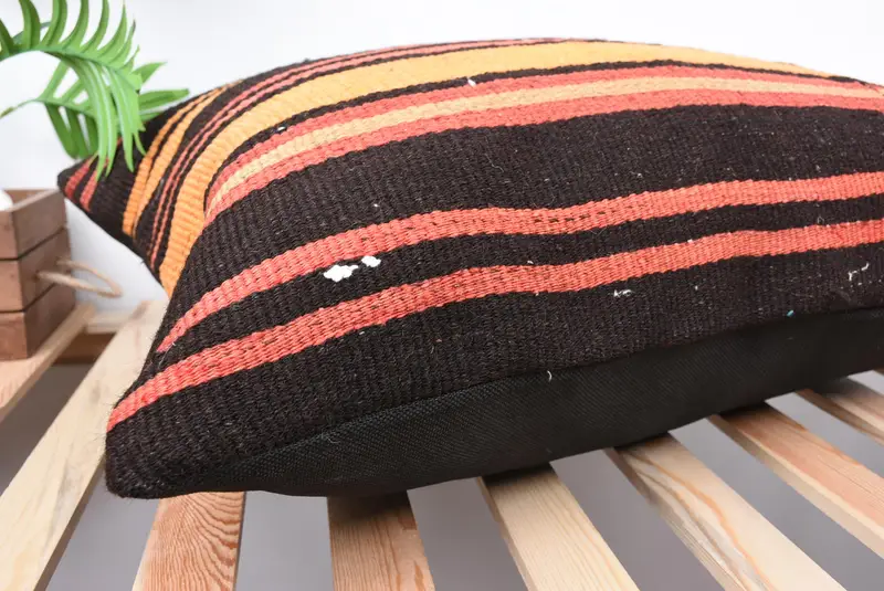 Pillow Cover, Designer Throw Cushion Cover, Boho Pillow, Vintage Kilim Pillow, Turkish Kilim Pillow, 20x28 Brown Cushion Case - 6