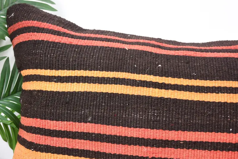 Pillow Cover, Designer Throw Cushion Cover, Boho Pillow, Vintage Kilim Pillow, Turkish Kilim Pillow, 20x28 Brown Cushion Case - 2
