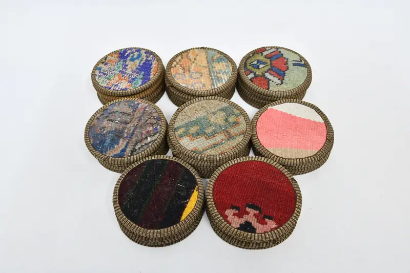 Juego de posavasos redondos con estampado bohemio, posavasos étnicos lavables antideslizantes