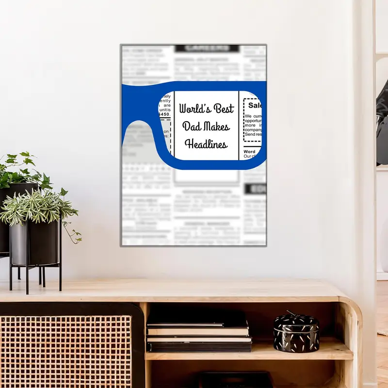 Funny Father's Day Canvas Print, World's Best Dad Newspaper Art, Office Wall Decor - 1