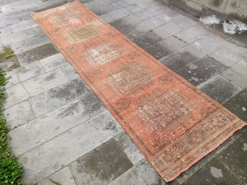 ローズゴールド オリエンタル ラグ 3x11.08 フィート エレガント グレー アクセント