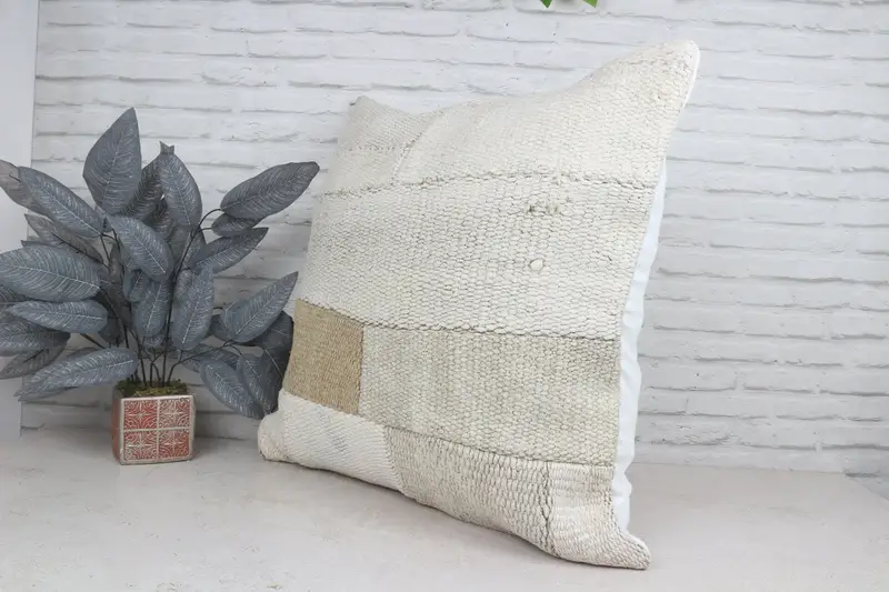Pillow, Seat Cushion, Kilim Pillow, Pillow for Sofa, Sofa Bolster Cushion Case, Retro Cushion, Cotton Pillow, Boho Pillow, 28x28 White Pillow Sham - 5