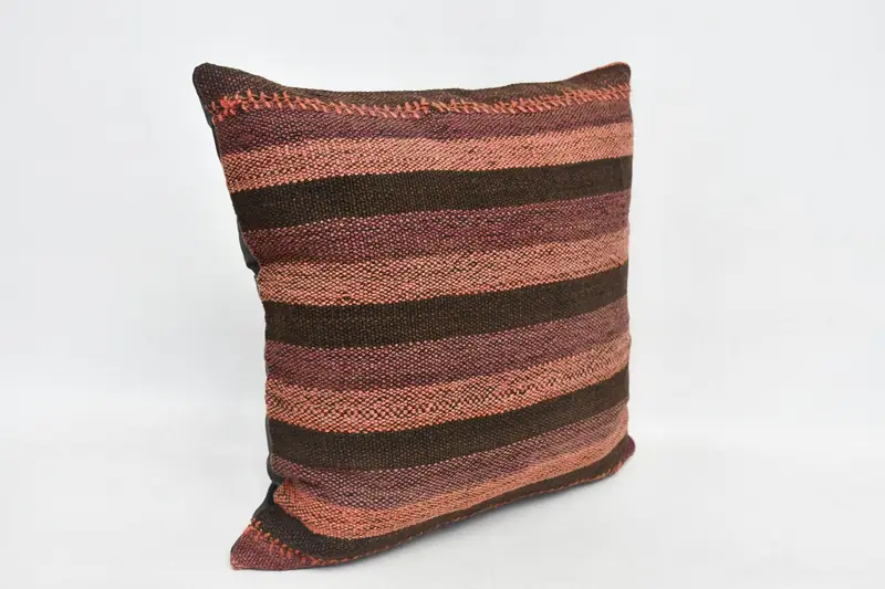 Interior Designer Pillow, Kilim Cushion Sham, 20x20 Brown Pillow Cover, Couch Cushion, Boho Pillow Sham Cover, Pillow Cover - 3