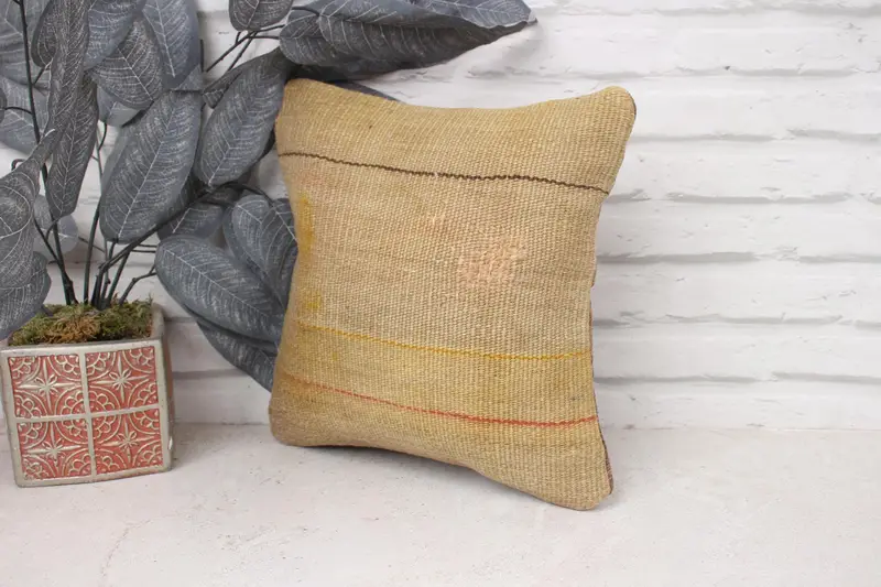 Home Decor Pillow, Pillow Sham, Crochet Pattern Cushion, Nautical Throw Cushion Case, 12x12 Beige Cushion, Turkish Pillow, Boho Pillow - 4