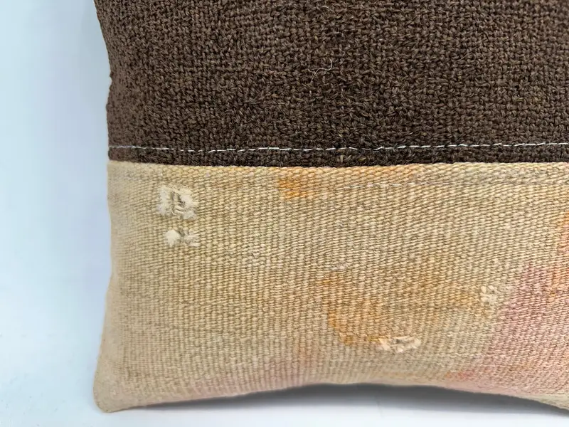 Vintage Kilim Throw Pillow, 14x14 Beige Cushion Cover, Throw Kilim Pillow, Pillow Case, Home Decor Pillow, Bed Cushion Cover - 2