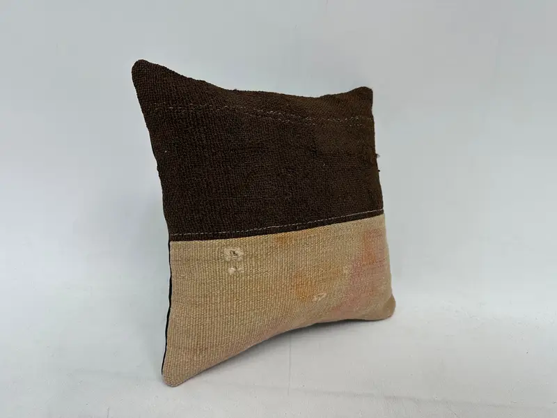 Vintage Kilim Throw Pillow, 14x14 Beige Cushion Cover, Throw Kilim Pillow, Pillow Case, Home Decor Pillow, Bed Cushion Cover - 3