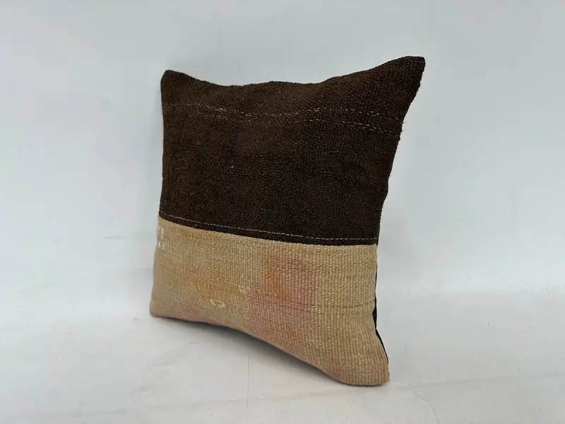 Vintage Kilim Throw Pillow, 14x14 Beige Cushion Cover, Throw Kilim Pillow, Pillow Case, Home Decor Pillow, Bed Cushion Cover - 4