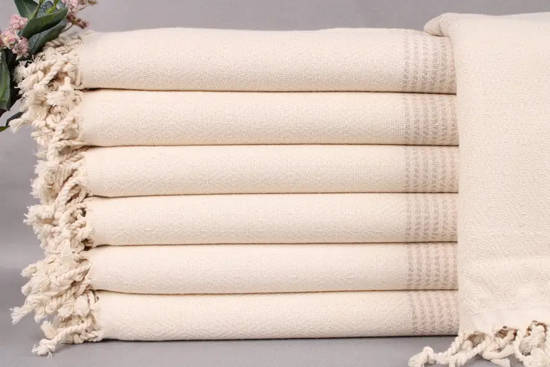 Monogrammed Beach Towel Turkish Cotton Light Beige Diamond, 40x71 Inches