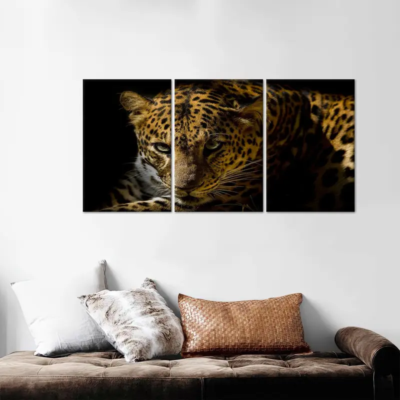 Arte de lienzo de leopardo, arte de animales salvajes, decoración de arte loft, cueva de hombre, decoración de arte de lona, ​​decoración colgante de pared, decoración de arte de leopardo, regalo de leopardo amante - 9