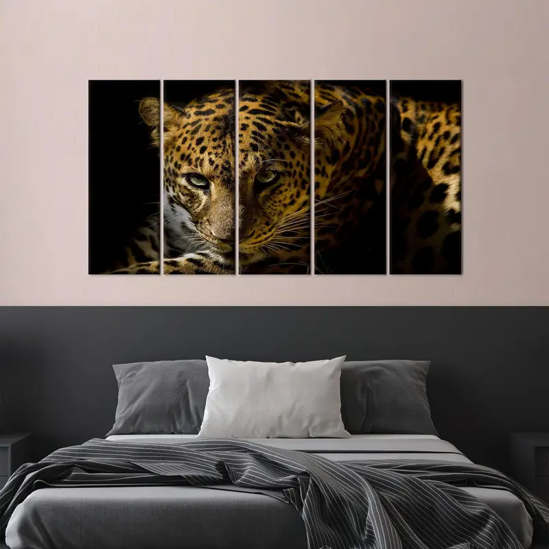 Arte de lienzo de leopardo, arte de animales salvajes, decoración de arte loft, cueva de hombre, decoración de arte de lona, ​​decoración colgante de pared, decoración de arte de leopardo, regalo de leopardo amante - 10