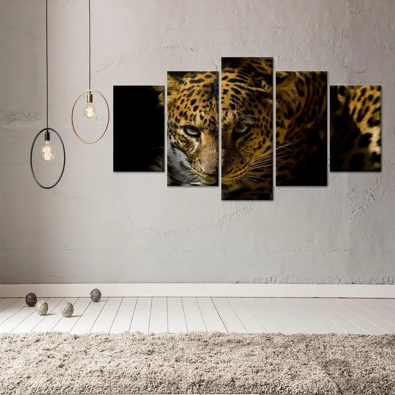 Arte de lienzo de leopardo, arte de animales salvajes, decoración de arte loft, cueva de hombre, decoración de arte de lona, ​​decoración colgante de pared, decoración de arte de leopardo, regalo de leopardo amante - 6