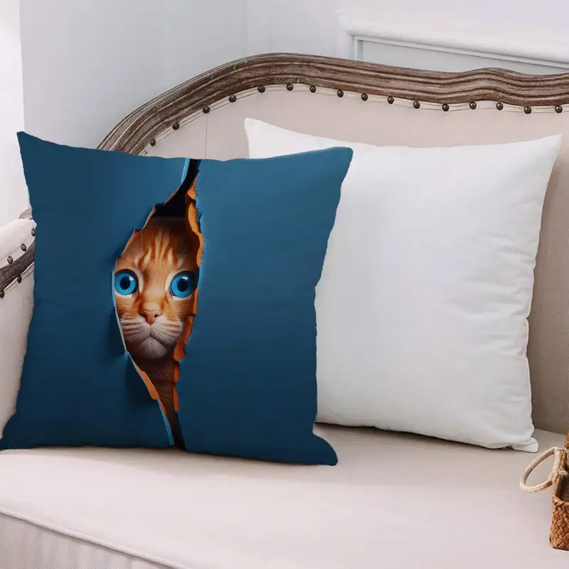 Modernes bedrucktes Kissen mit blauäugiger Katze für das Kinderzimmer