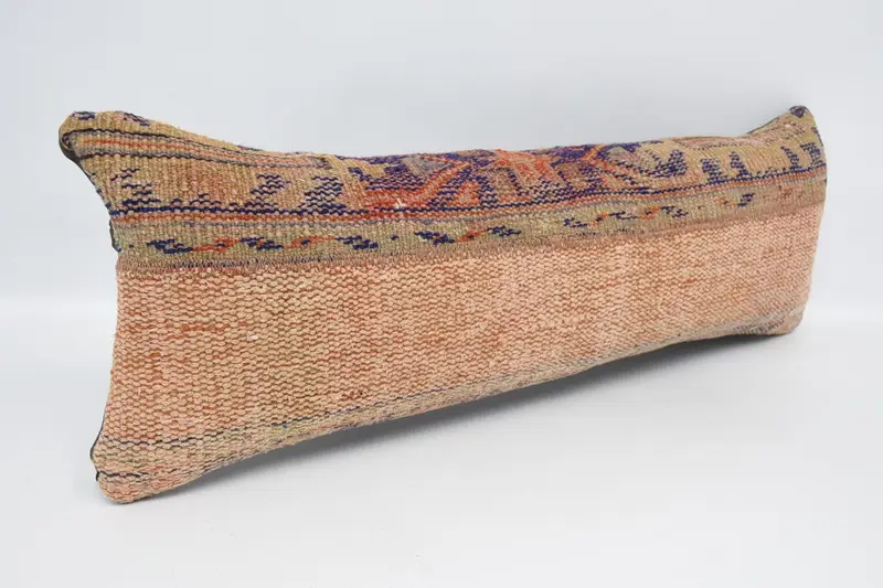 Colorful Cushion, Meditation Pillow Case, 12x36 Blue Cushion, Cushion Cover, Gift Pillow, Handmade Kilim Cushion, Kilim Cushion Sham - 3