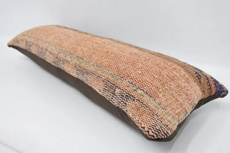Colorful Cushion, Meditation Pillow Case, 12x36 Blue Cushion, Cushion Cover, Gift Pillow, Handmade Kilim Cushion, Kilim Cushion Sham - 5