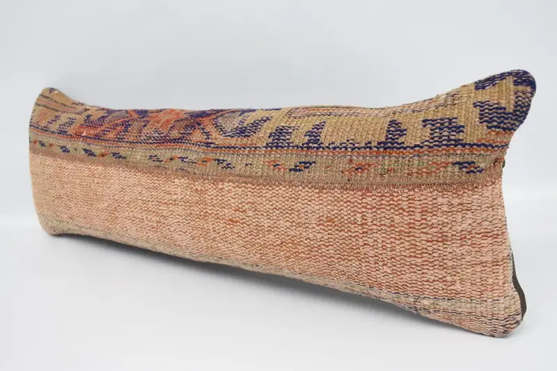 Colorful Cushion, Meditation Pillow Case, 12x36 Blue Cushion, Cushion Cover, Gift Pillow, Handmade Kilim Cushion, Kilim Cushion Sham - 4