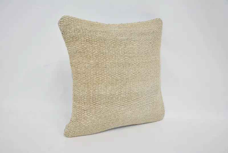 Cushion, Boho Pillow, 14x14 Beige Cushion Case, Turkish Kilim Pillow, Interior Designer Pillow, Tapestry Pillow Case, Handwoven Cushion Case - 3