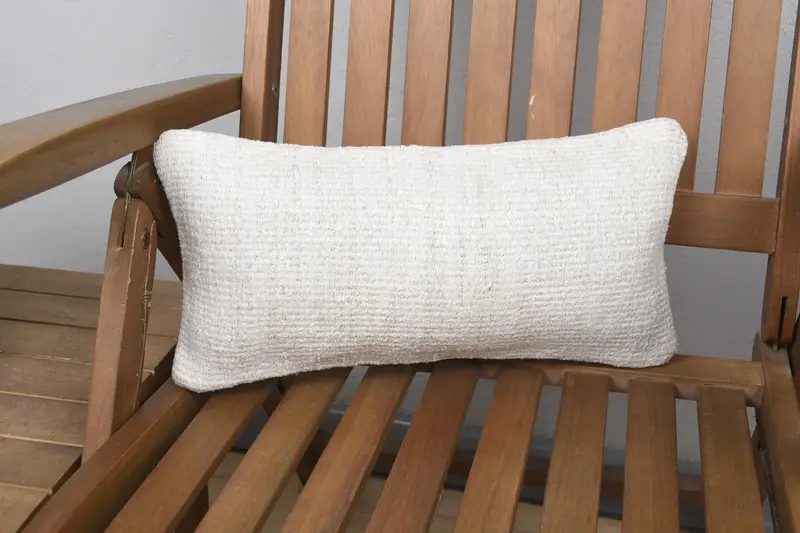 Knitted Cushion, Kilim Pillow, Boho Pillow, 8x16 White Cushion Cover, Home Decor Pillow, Art Deco Cushion, Pillow Cover - 1