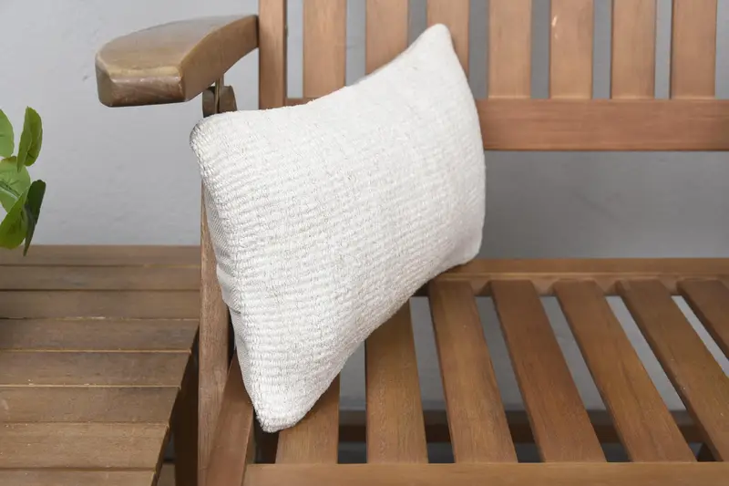 Knitted Cushion, Kilim Pillow, Boho Pillow, 8x16 White Cushion Cover, Home Decor Pillow, Art Deco Cushion, Pillow Cover - 2