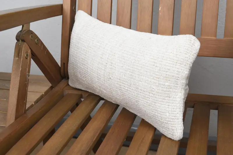 Knitted Cushion, Kilim Pillow, Boho Pillow, 8x16 White Cushion Cover, Home Decor Pillow, Art Deco Cushion, Pillow Cover - 3