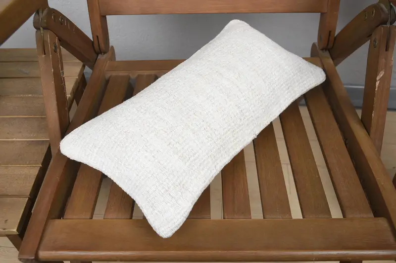Knitted Cushion, Kilim Pillow, Boho Pillow, 8x16 White Cushion Cover, Home Decor Pillow, Art Deco Cushion, Pillow Cover - 4