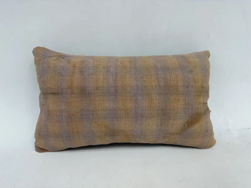 Vintage -Kilim -Kissen, Bankkissenabdeckung, Kissen, 12x20 beige Kissenbezug, handgewebte Kissenbezug, türkisches Kilim -Kissen, Kilim -Kissenschein - 1