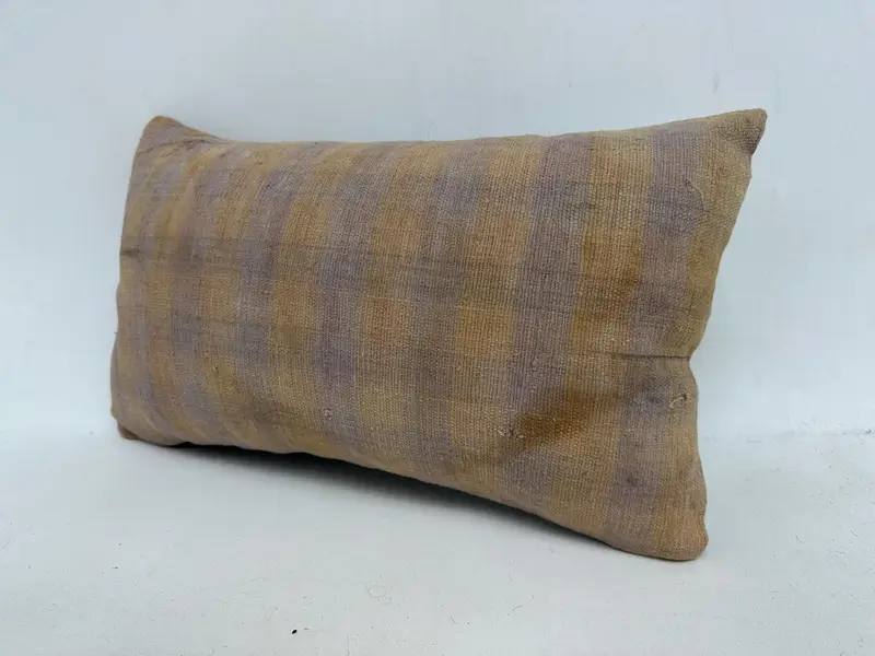 Vintage -Kilim -Kissen, Bankkissenabdeckung, Kissen, 12x20 beige Kissenbezug, handgewebte Kissenbezug, türkisches Kilim -Kissen, Kilim -Kissenschein - 4