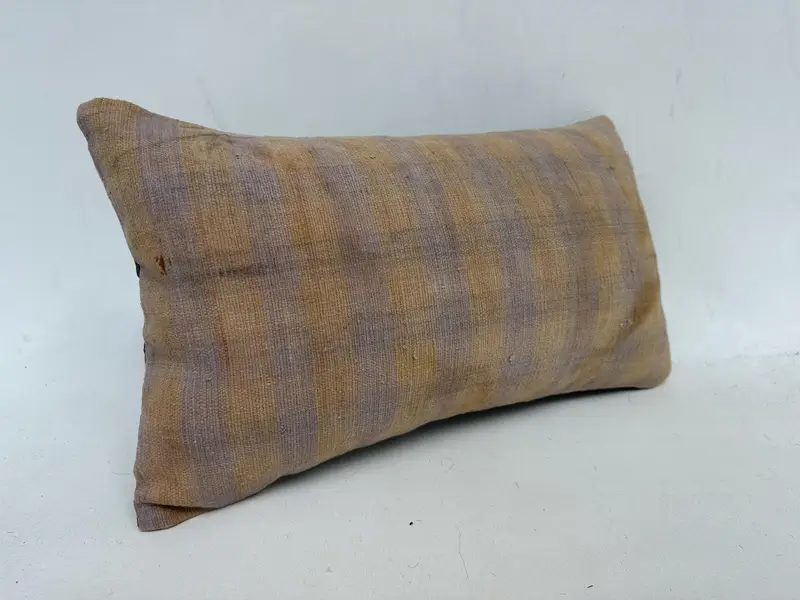Vintage -Kilim -Kissen, Bankkissenabdeckung, Kissen, 12x20 beige Kissenbezug, handgewebte Kissenbezug, türkisches Kilim -Kissen, Kilim -Kissenschein - 3
