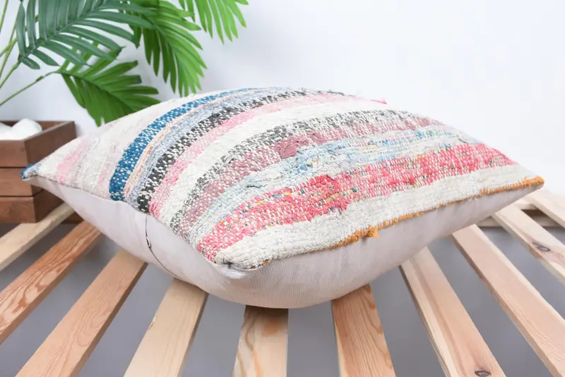 Ethnischer Kilimteppichkissen, Boho -Kissenschein -Abdeckung, Kissenbezug, 18x18 weiße Kissenbedeckung, dekorative Kissenbedeckung, Kilim Kissenbedeckung - 6