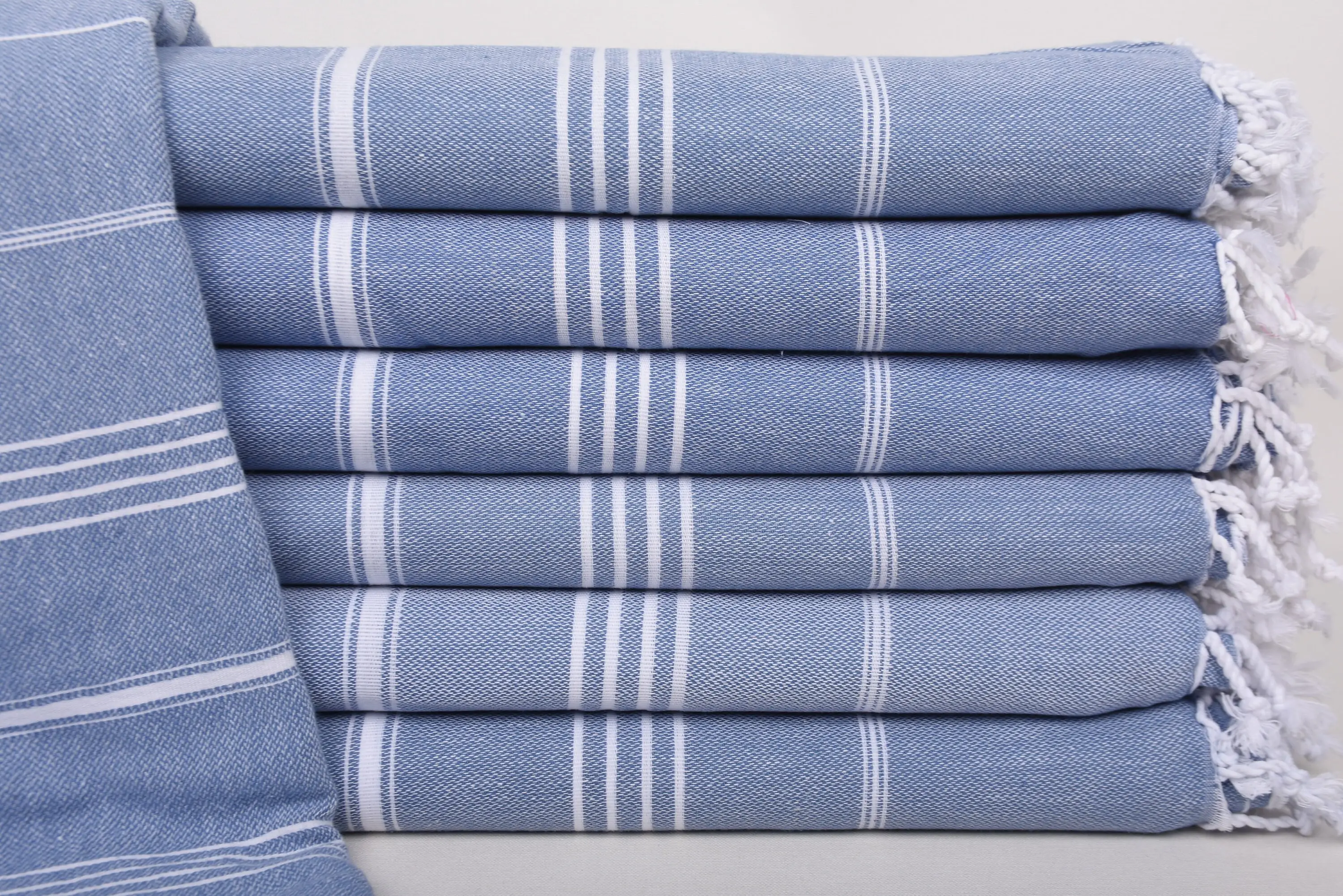 Valentines Day Gift, Gym Towel, 70x40 Inches Denim Blue Striped Towel - 1