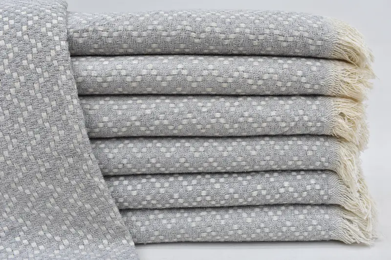 Herringbone Blanket Personalized Organic Cotton Beige, 79x56 Inches