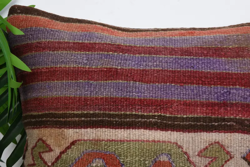 Bolster Throw Pillow Sham, Kilim Cushion Sham, Boho Pillow, Authentic Cushion, 16x16 Blue Pillow Sham, Pillow Cover, Home Decor Pillow - 2