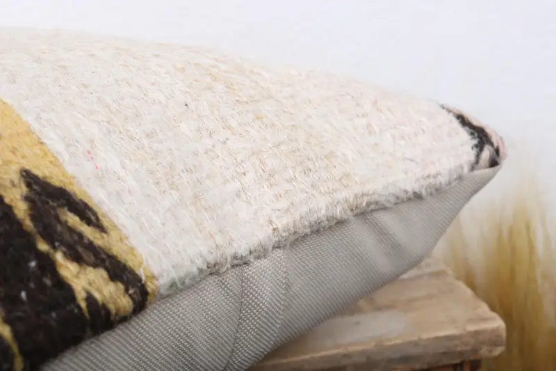 Throw Kilim Pillow, Ethnic Pillow Cover, Cushion, Ethnical Kilim Rug Pillow, 16x16 Beige Cushion Case, Pillow for Couch, Turkish Bench Cushion - 6