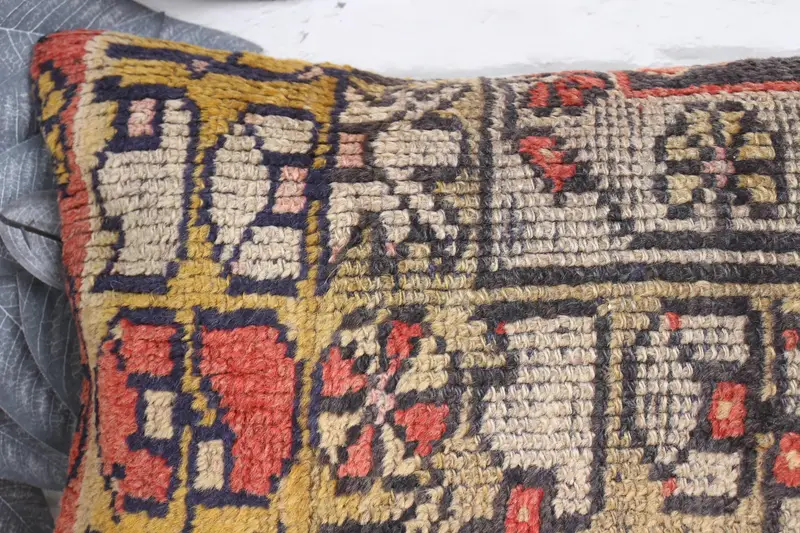 Throw Kilim Pillow, Pillow Sham, Ethnic Cushion Cover, Vintage Kilim Throw Pillow, 12x20 Yellow Pillow, Pillow for Sofa - 2