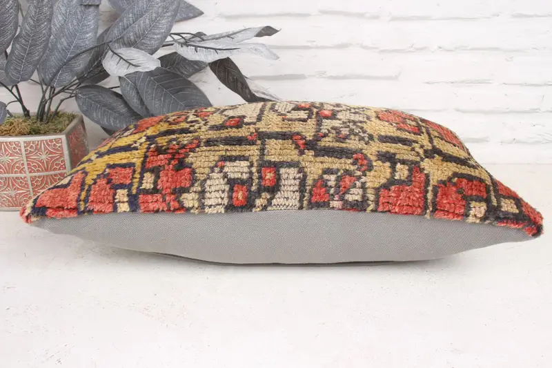 Throw Kilim Pillow, Pillow Sham, Ethnic Cushion Cover, Vintage Kilim Throw Pillow, 12x20 Yellow Pillow, Pillow for Sofa - 5