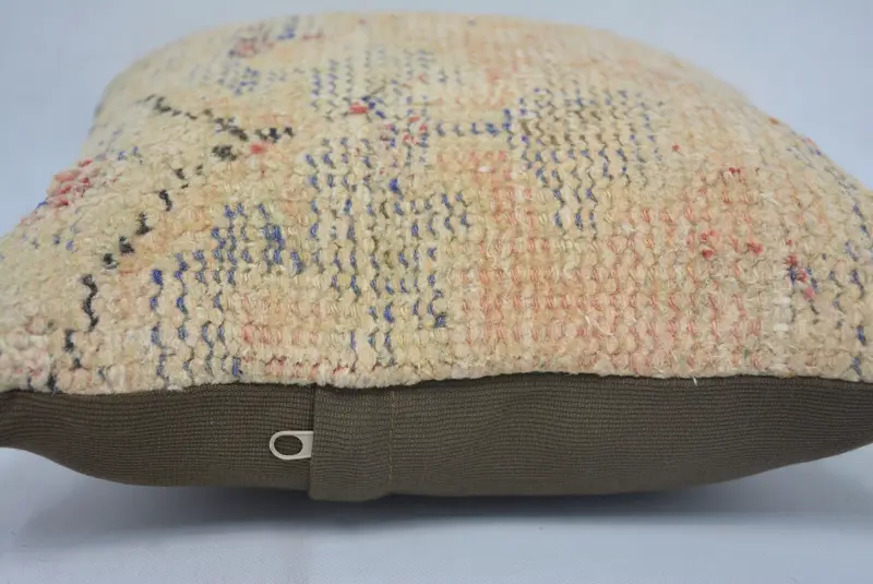 Kilim Cushion Sham, Boho Pillow, Cushion, Turkish Pillow, Vintage Kilim Pillow Pillow Case, 12x12 Beige Pillow Sham, Wool Kilim Pillow Pillow Sham - 5