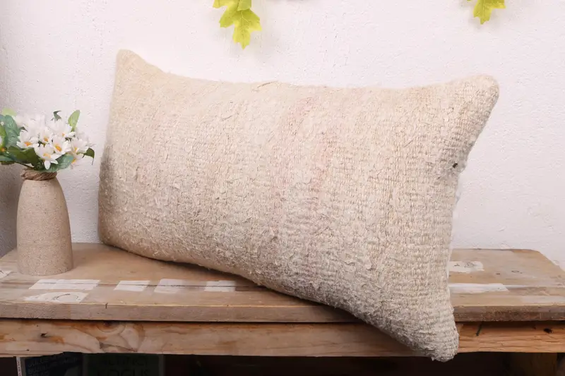Pet Pillow Case, Authentic Pillow Cover, Pillow Case, 12x24 Beige Cushion Cover, Boho Pillow Sham Cover, Boho Pillow, Antique Pillows - 4