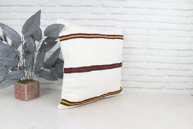 Cushion, Turkish Pillow, Decorative Throw Pillow Sham, Christmas Pillow, Kilim Cushion Sham, 22x22 White Pillow Cover, Pillow for Couch - 4