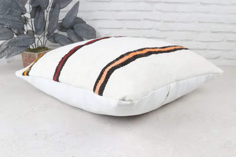 Cushion, Turkish Pillow, Decorative Throw Pillow Sham, Christmas Pillow, Kilim Cushion Sham, 22x22 White Pillow Cover, Pillow for Couch - 7