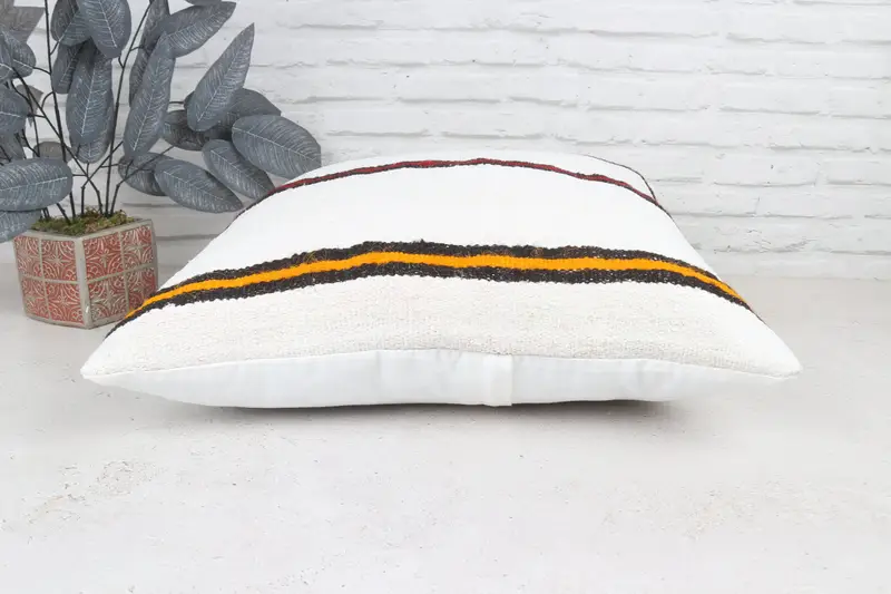Cushion, Turkish Pillow, Decorative Throw Pillow Sham, Christmas Pillow, Kilim Cushion Sham, 22x22 White Pillow Cover, Pillow for Couch - 6